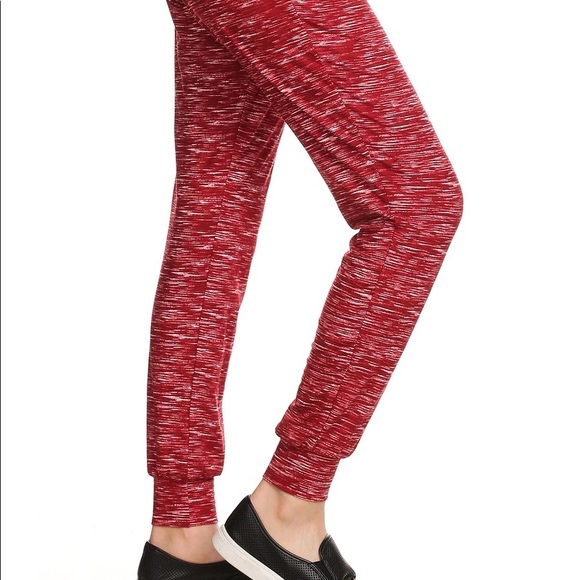 Red Heather Jogger Sweatpants 100% Yummy! - Picture 3 of 4